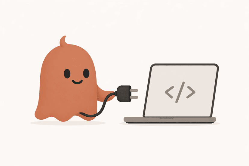 The Wickly AI mascot plugging an agent into a laptop